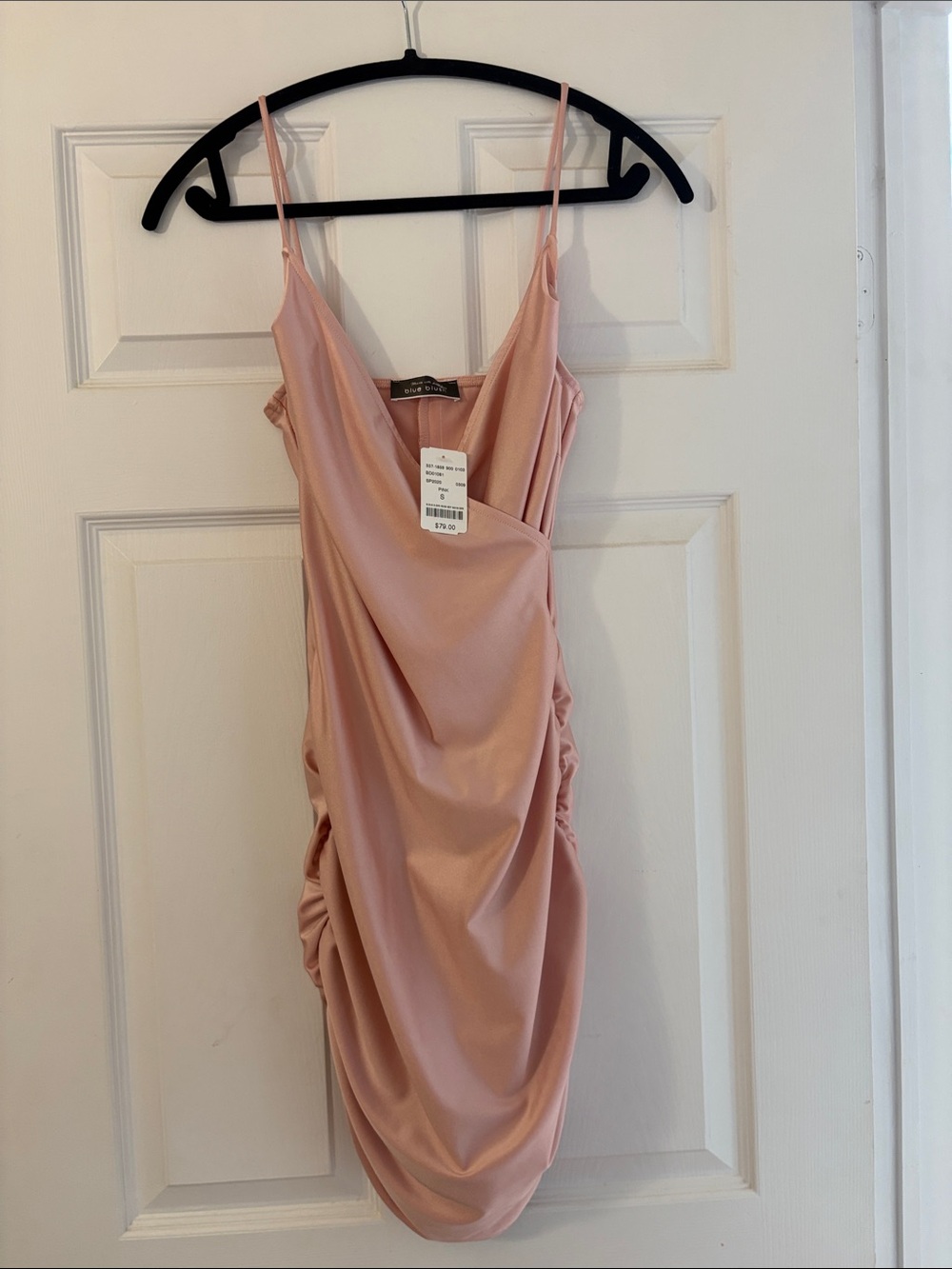 Blue Blush Rose Pink Draped Mini Dress